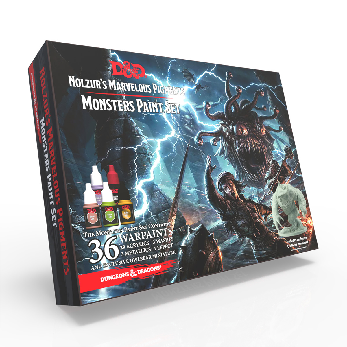 D&D Nolzur's Marvelous Miniatures: ONI Paint Kit - All-In-One Kit.  Unpainted Oni Figure, Paints, and Brushes. Dungeons & Dragons 