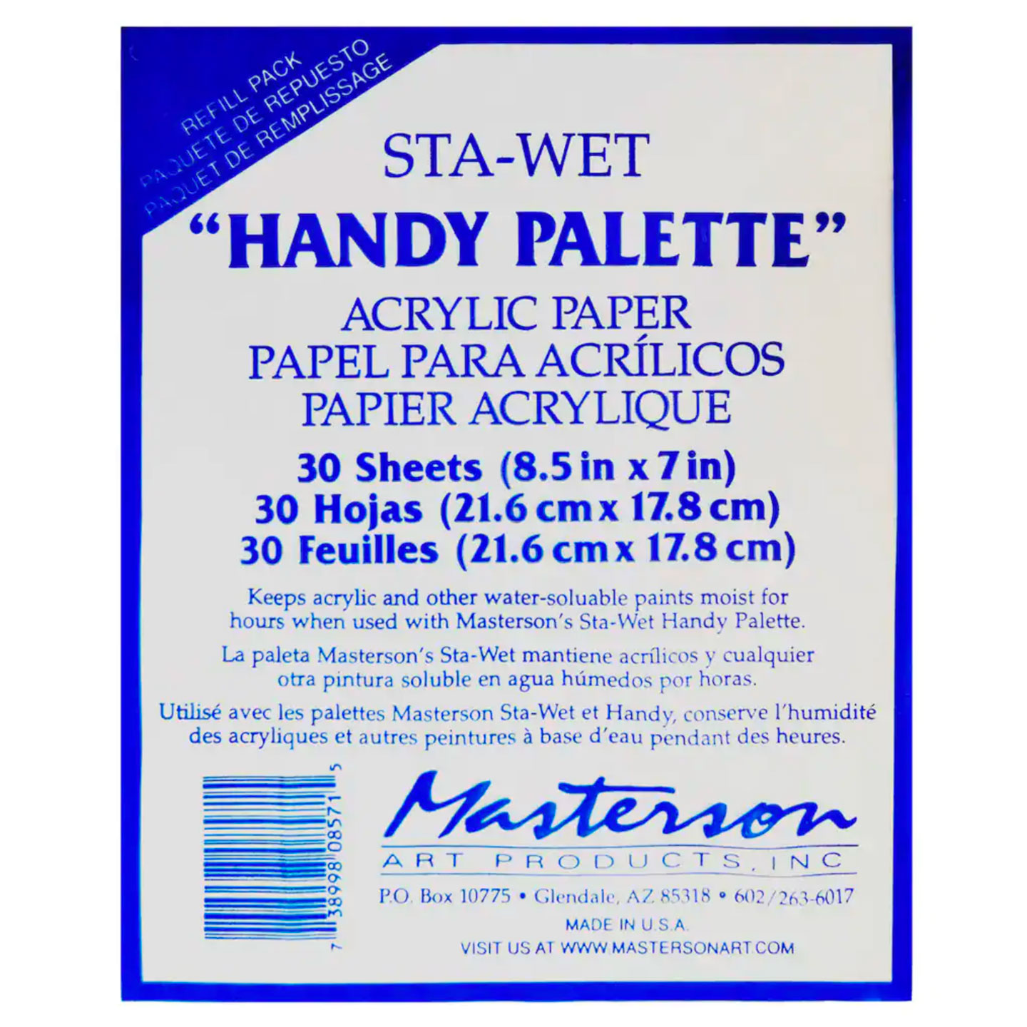 Sta-Wet Painter's Pal Palette Acrylic Paper Refill, 30 Sheets (Masters –  Alabama Art Supply