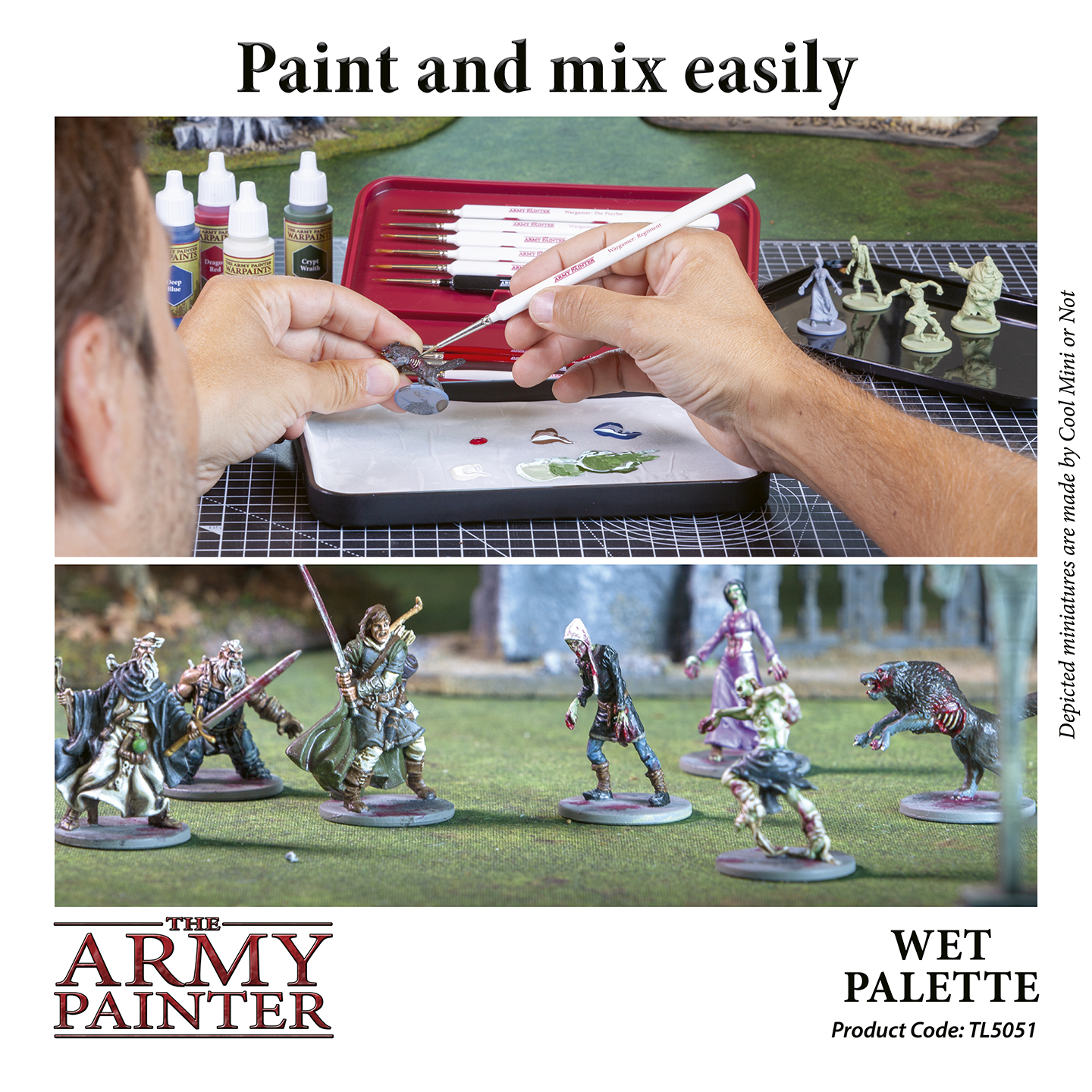 The Army Painter Wet Palette and Hydro Pack Bundle Premium Brush Storing Palette with 100 Palette Sheets and 4 Sponges for Tabletop Wargames Miniature Model Painting 